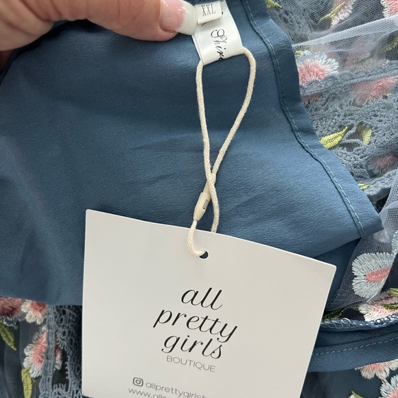 NWT GARDEN GLAMOUR EMBROIDERED CROCHET TRIM MESH DRESS size XXL - Picture 4 of 4